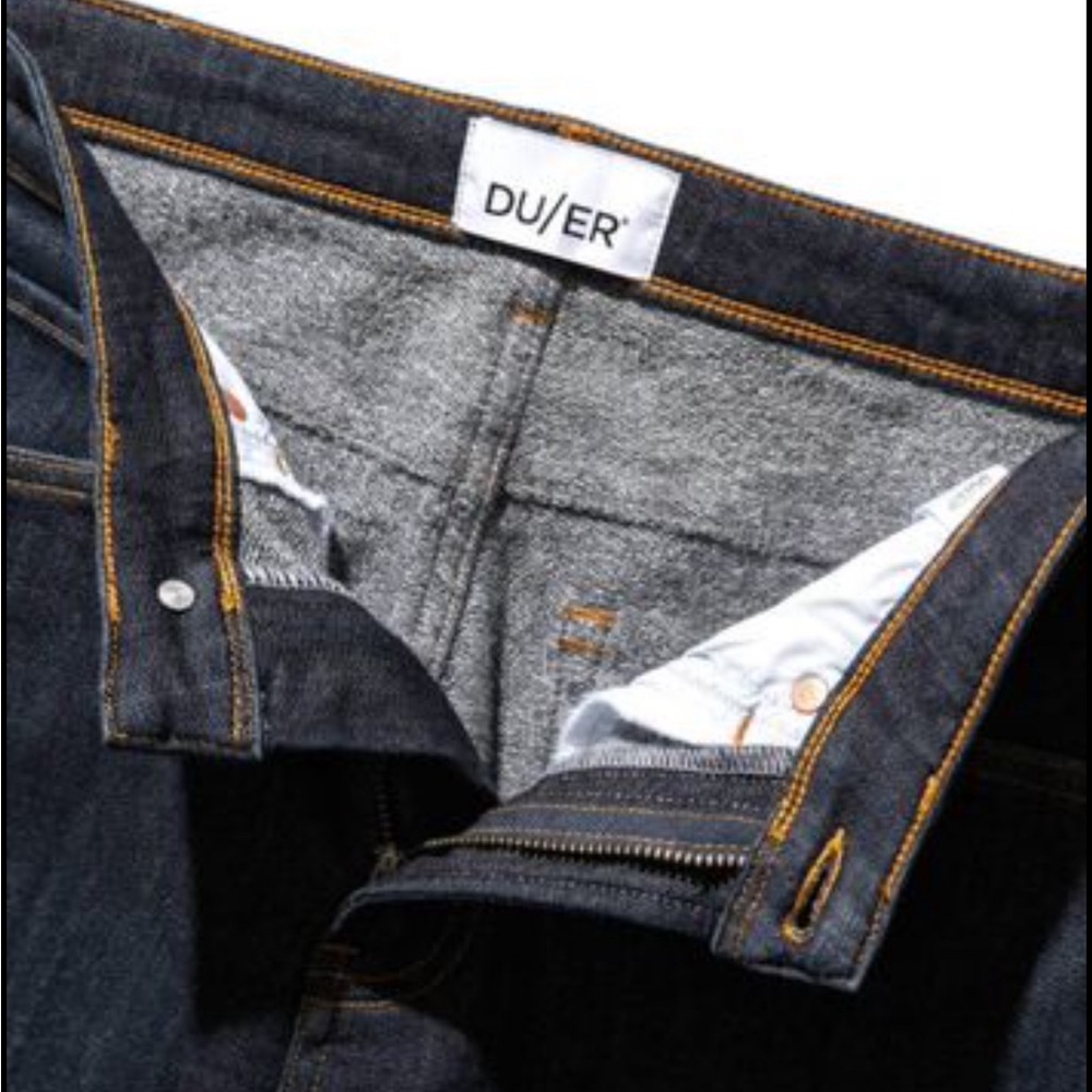 DUER winter / cycling jeans - Fireside Denim Mid Rise Slim Straight - Dark Stone